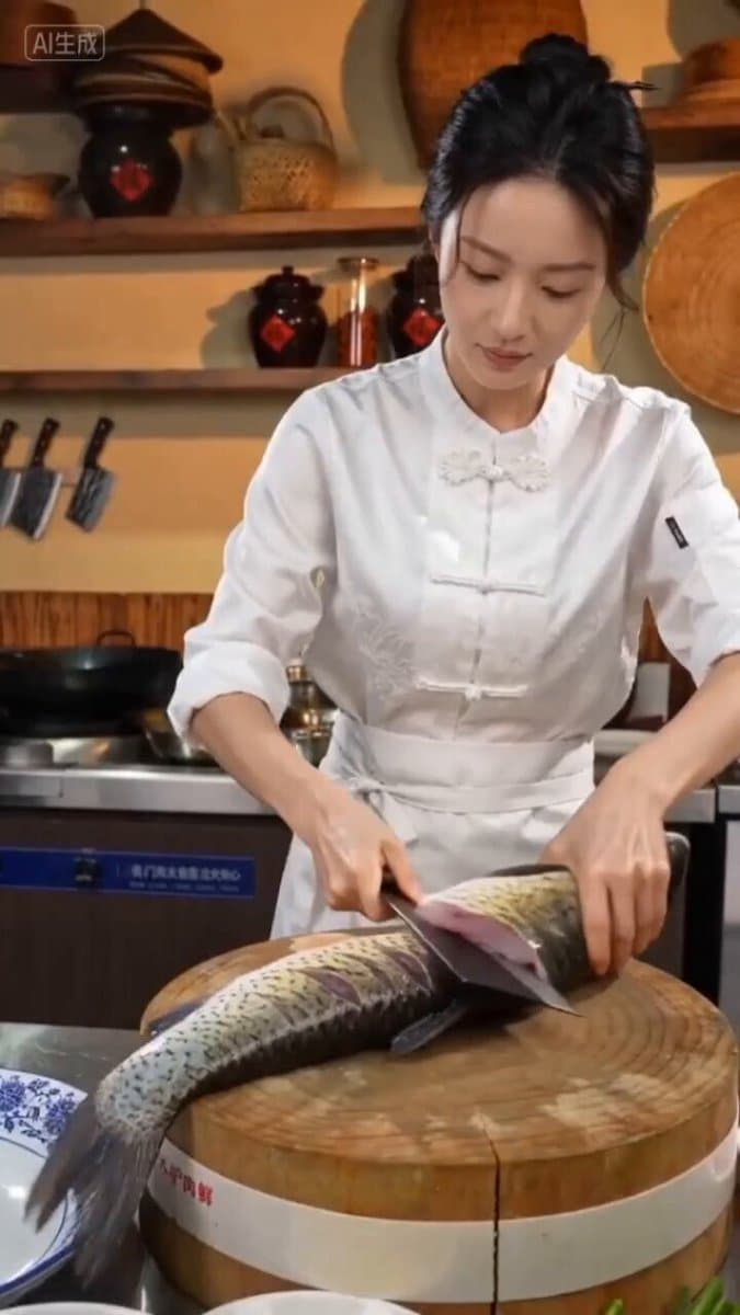 Seedance 2.0 Prompt for Beautiful Chef Cooking Sour Fish Soup preview