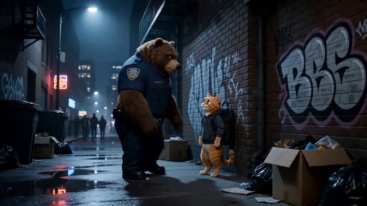 Funny Scene Prompt: Cop and Cat preview