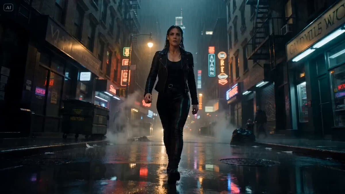Rain-Soaked NYC Street Fight Cinematic Video Prompt preview