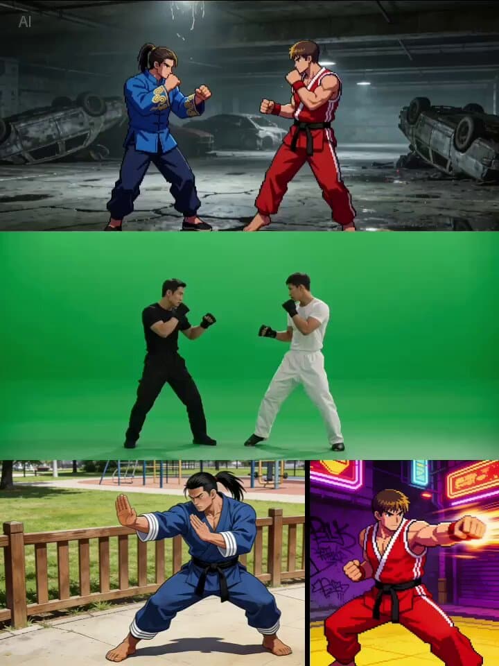 Character Fight with Reference Images and Video Prompt preview