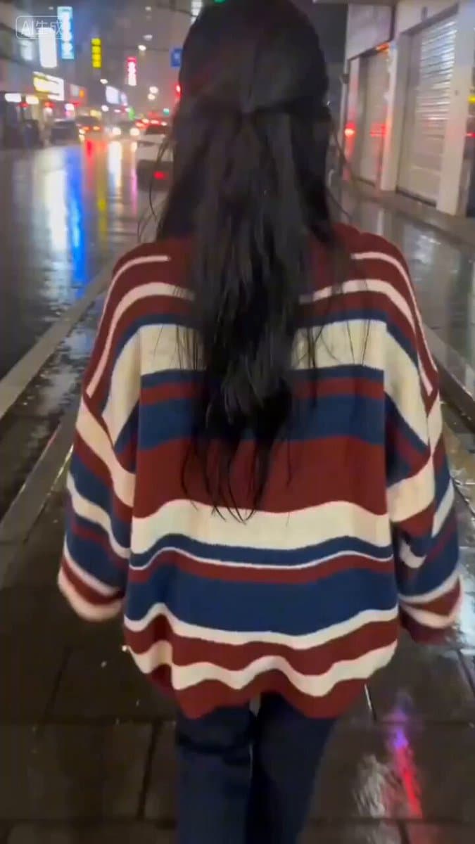 Shaky POV Vlog Prompt: Innocent and Seductive Girl on Wet Street preview