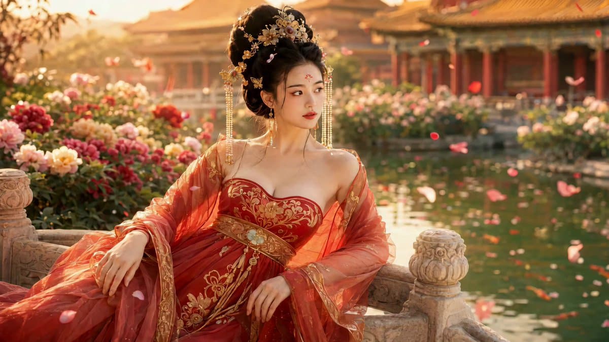 Cinematic Ancient Palace Beauty Close-up preview