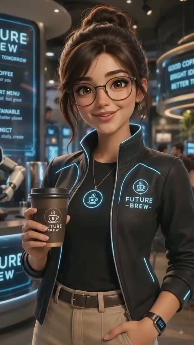 Futuristic Tech Cafe with Robotic Barista preview