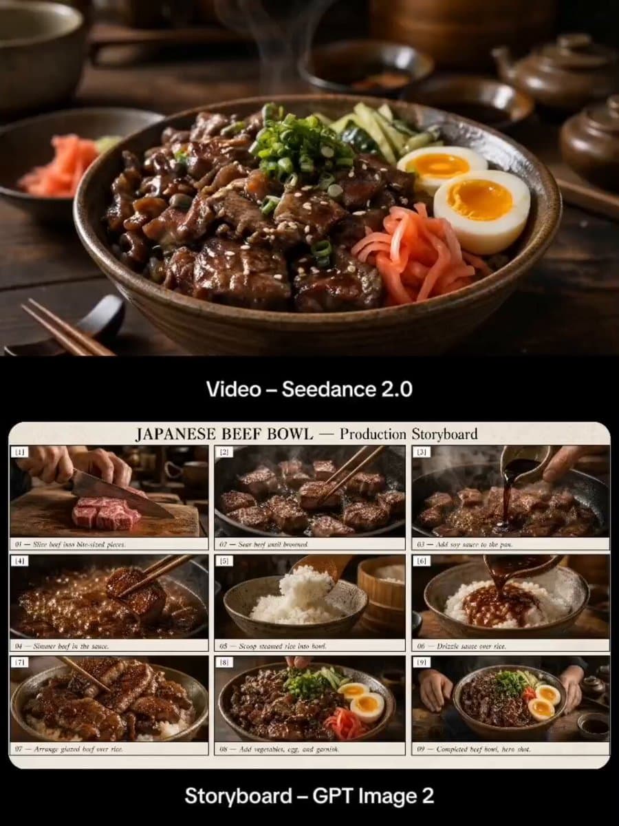 Japanese Beef Bowl Cooking Storyboard preview
