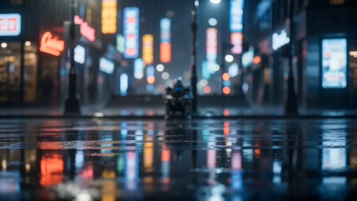 Robot and Boy Rainy Neon Street preview