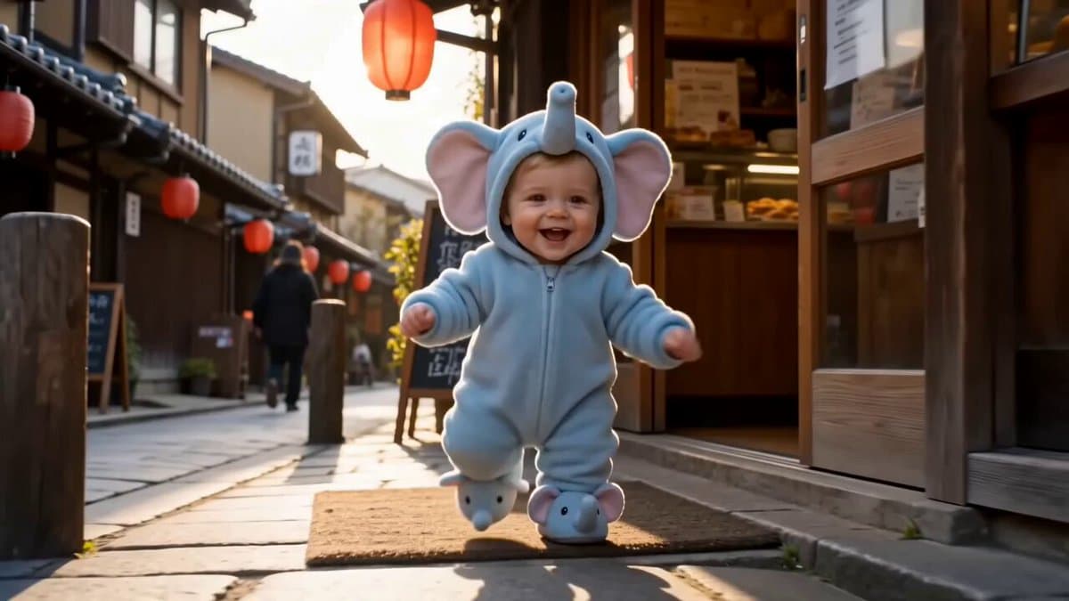 Toddler in Blue Elephant Onesie preview