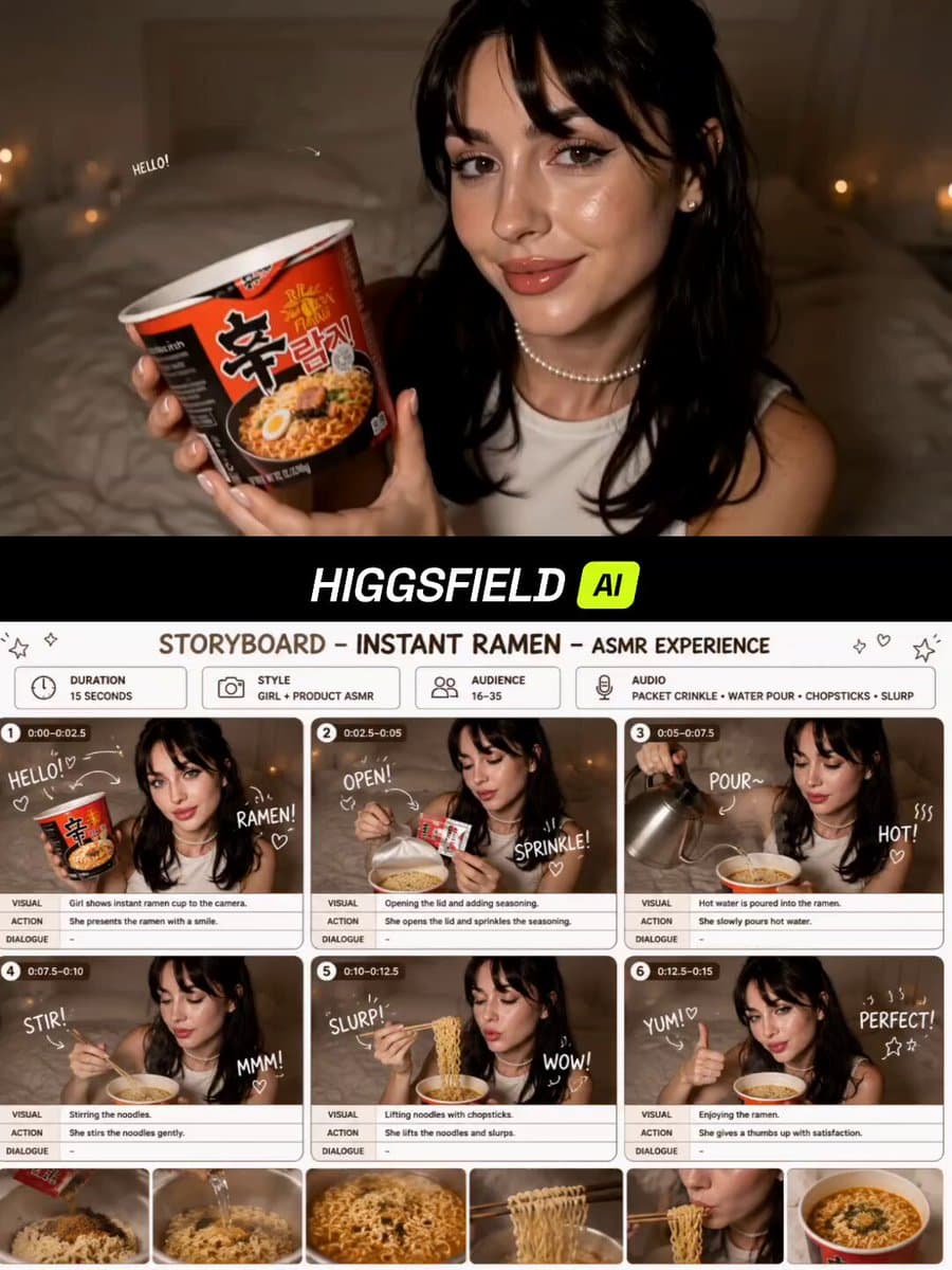 Instant Ramen ASMR Commercial Storyboard preview
