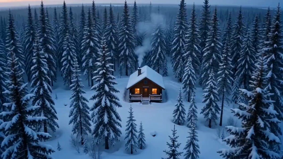 Cinematic Snowy Cabin Solitude preview