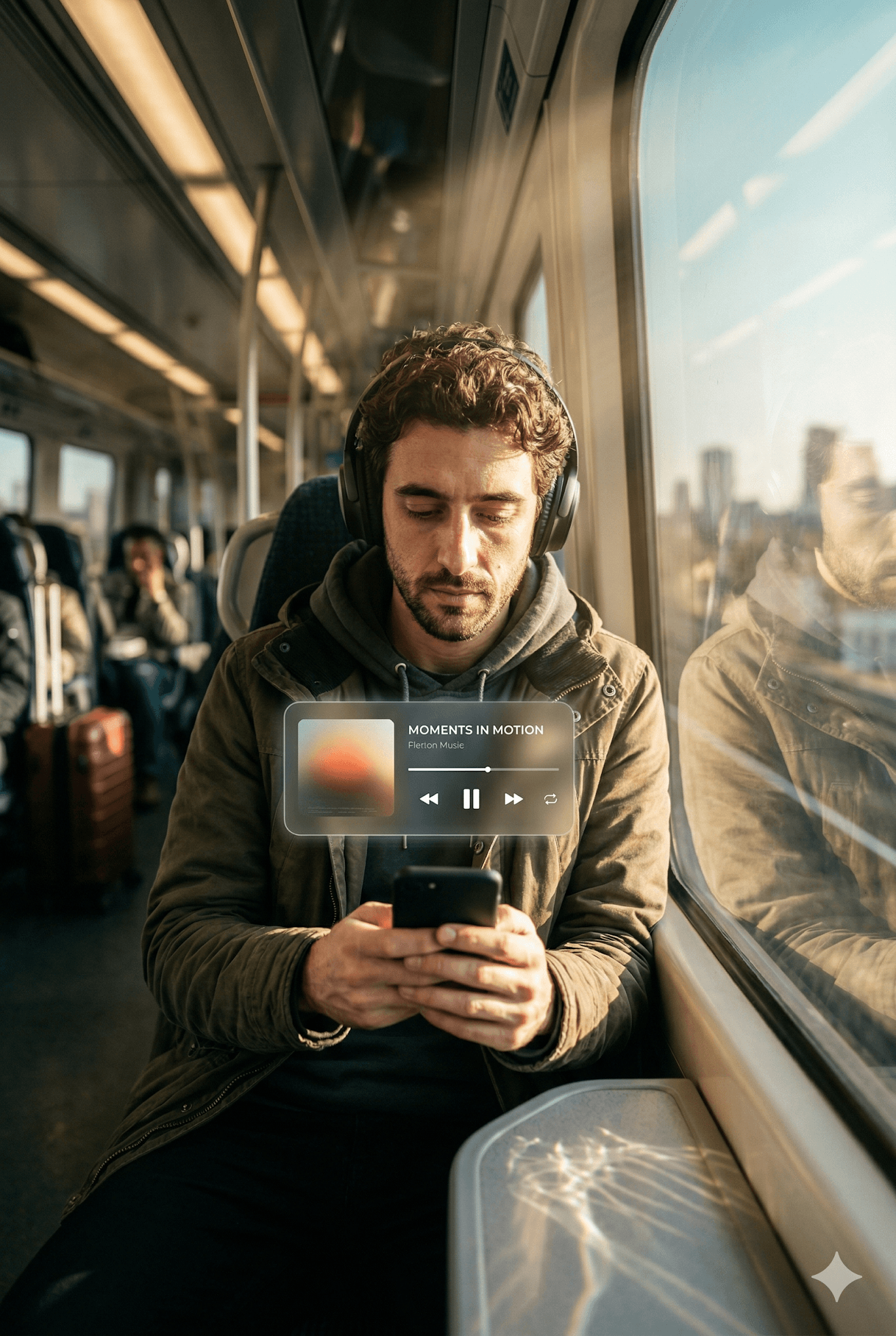 Cinematic Young Man Sitting On A Train Seat preview