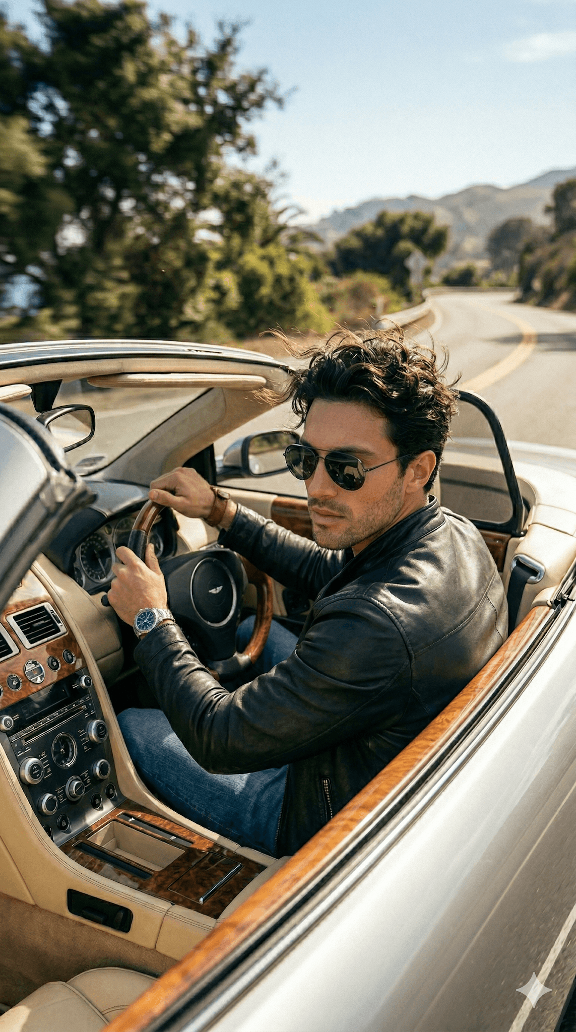 Cinematic Stylish Young Man Sitting In The Driver’s Seat preview