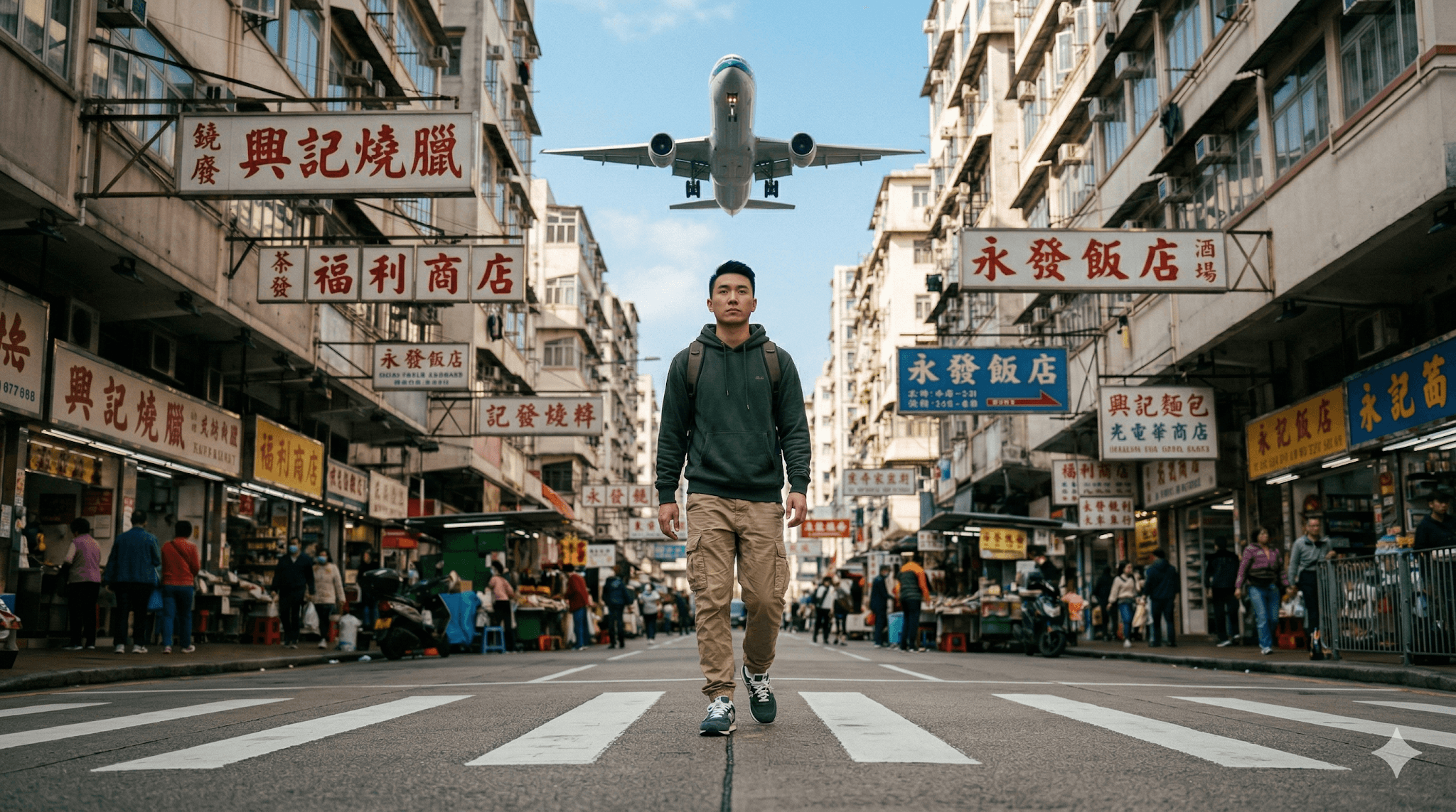 Cinematic Man Walking On Crosswalk preview
